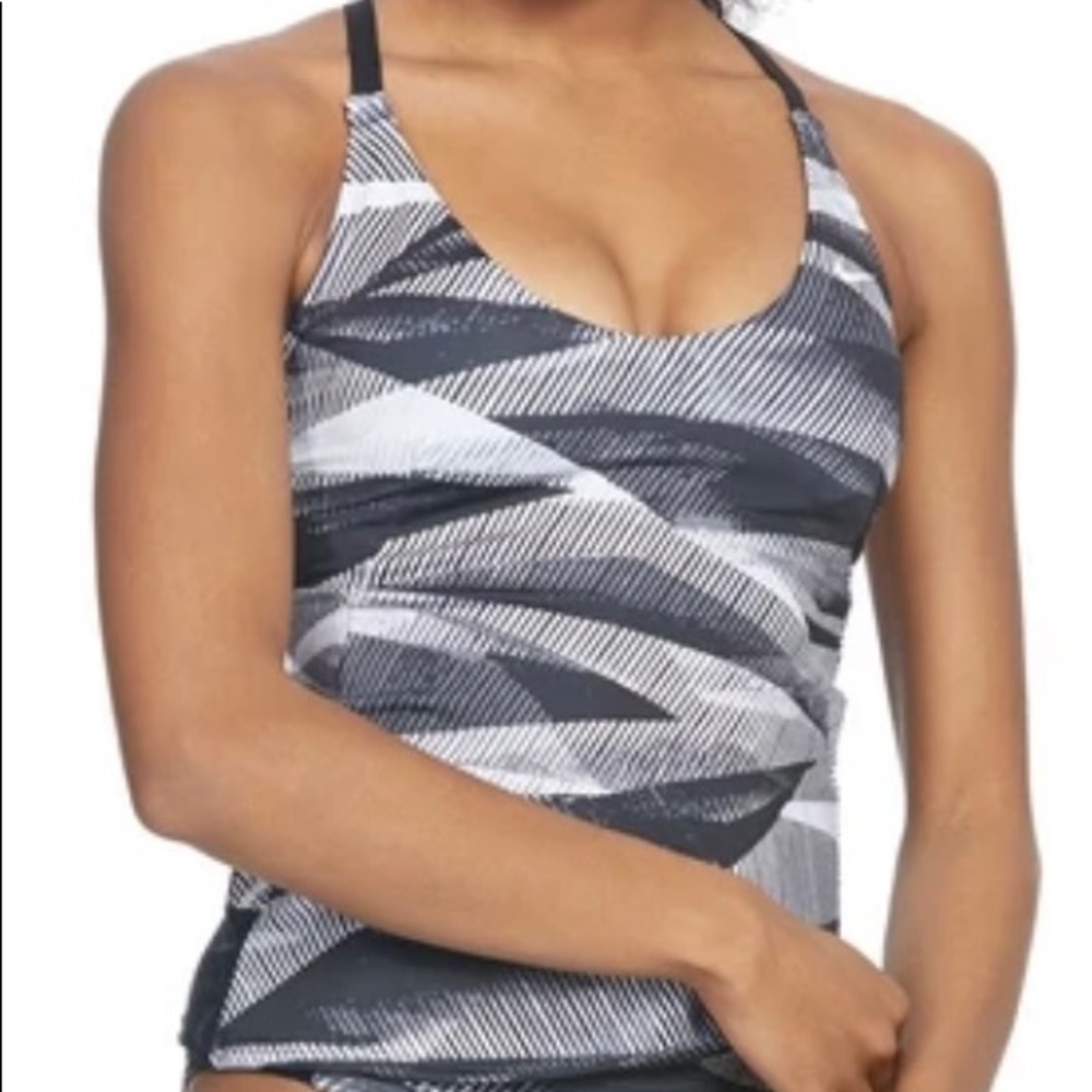 NWOT Line Up Nike Tankini Top Sz Small‎ Black/Grey